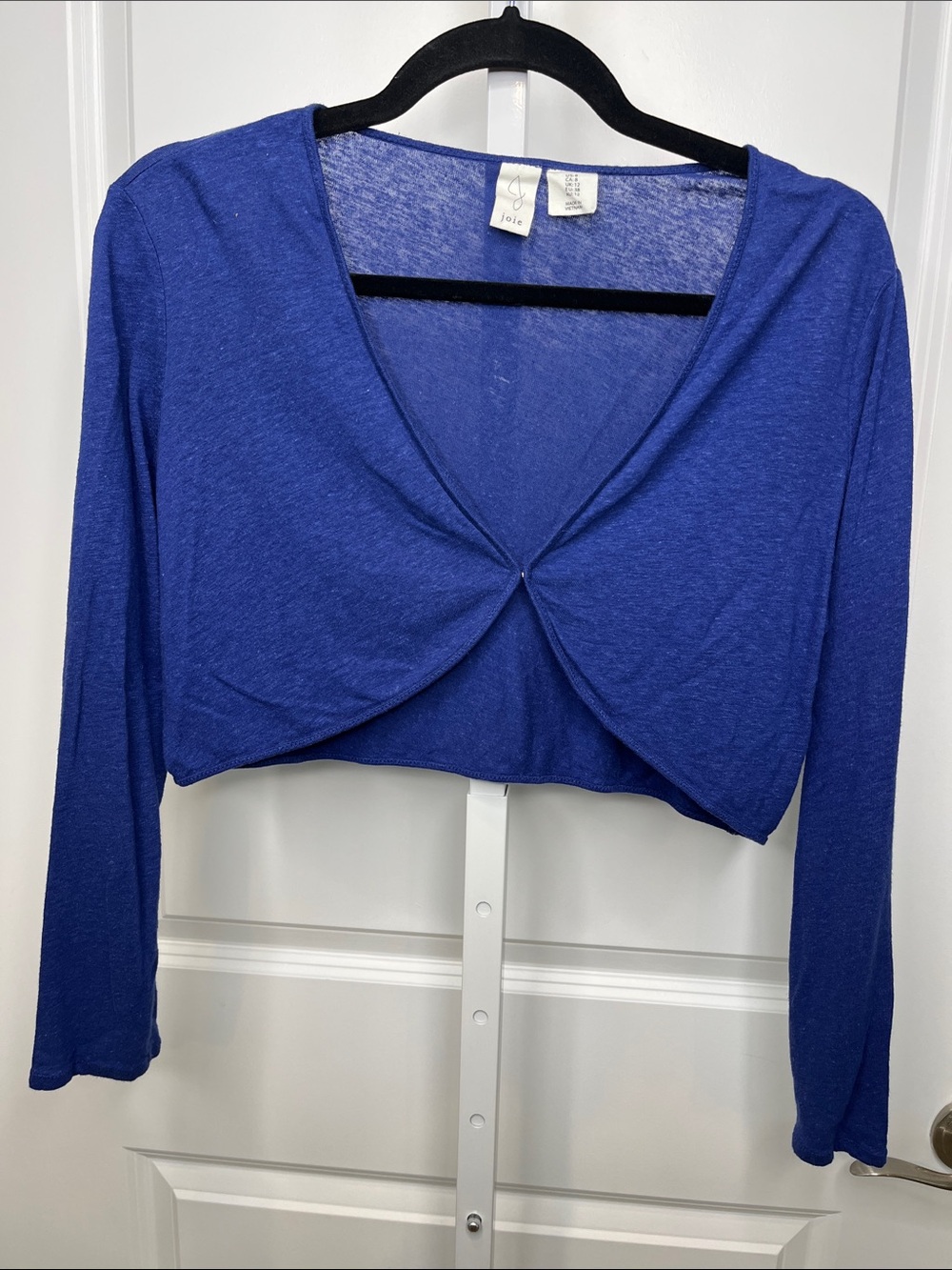 Joie Cobalt Blue Cropped Hook-Front Bolero Size 8